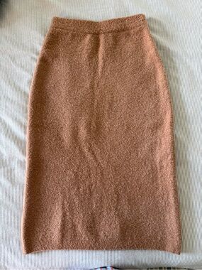 Nanushka Rusty Copper Knit Pencil Skirt